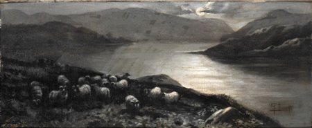  
Quadro paesaggio notturno Italia, XX secolo
 Altezza x larghezza: 35 x 63 cm / 21 x 48 cm cartone