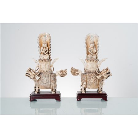 MAN. CINESE SECONDA METÀ XIX SECOLO, Coppia grandi sculture