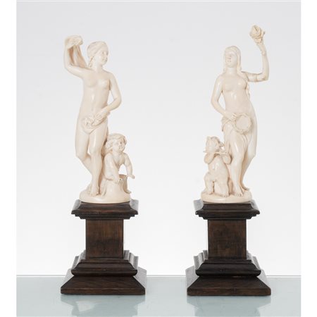 MANIFATTURA TEDESCA PRIMA METÀ XVIII SECOLO, Coppia sculture