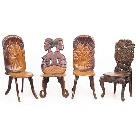 MANIFATTURA AFRICANA E ORIENTALE DEL XX SEC., Quattro sedie