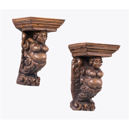 MANIFATTURA ITALIANA DEL XVII SECOLO, Coppia di mensole