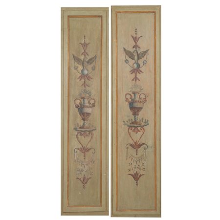 MANIFATTURA ITALIANA INIZI DEL XIX SECOLO, Coppia di pannelli