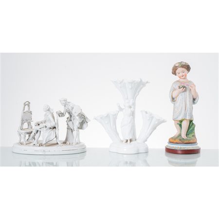 MANIFATTURA EUROPEA XIX/XX SECOLO, Fioriera, gruppo e scultura