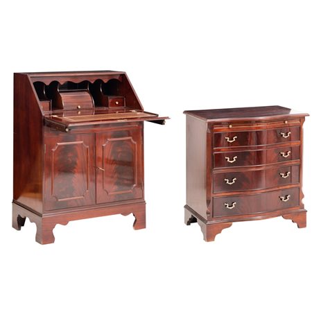 MAN. INGLESE SECONDA METÀ XX SEC., Ribalta e cassettiera