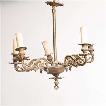 MANIFATTURA SICILIANA XIX/XX SECOLO, Lampadario e 3 applique