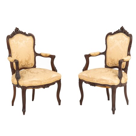 MAN. FRANCESE XIX SECOLO, Coppia di poltrone e coppia di sedie