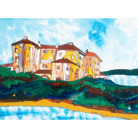 PITTORE DEL XX SECOLO, Cala di Volpe, Acquarello su carta