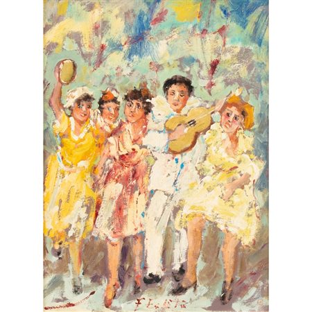 ENIKO ESPOSITO, Pulcinellata, Olio su tavola