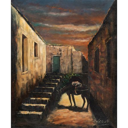 E. CERULLI, Asino, Olio su tela