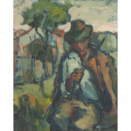 PITTORE DEL XX SECOLO, Contadino, Olio su tela
