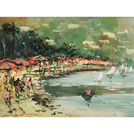 LILIANA SERENI, Costiera campana, Olio su tavoletta