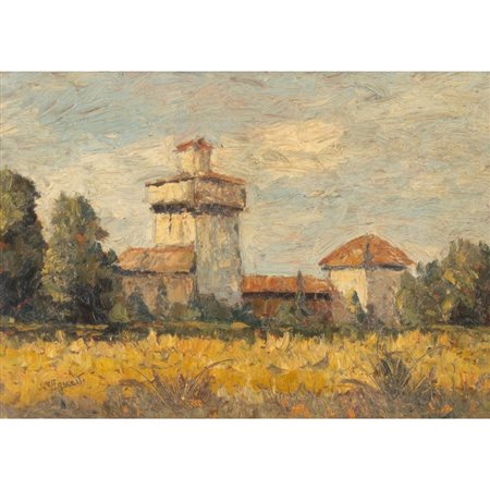 CIRO AGNETTI, Il castello di Parma, Olio su masonite