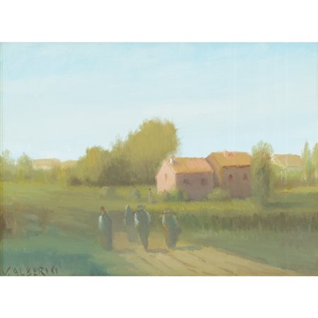 V. ALBERICI, Contadini, Olio su tela