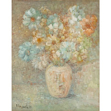 PITTORE DEL XX SECOLO, Vaso con fiori, Olio su tela