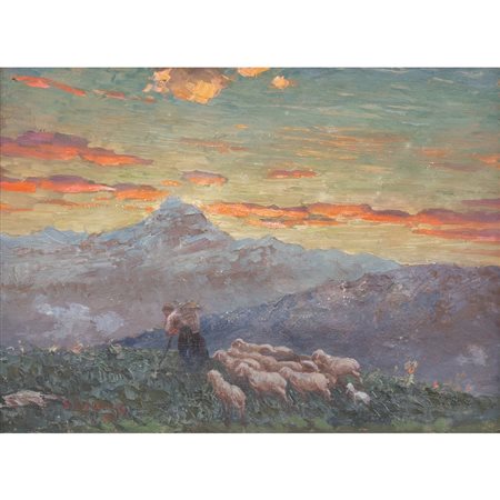 FEDERICO MORELLO, Ritorno all'ovile, Olio su tavoletta