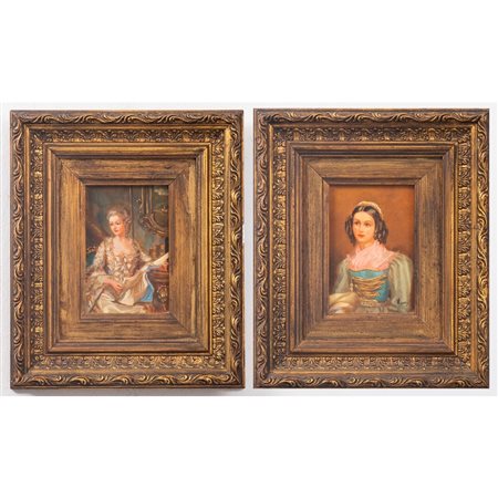 PITTORE EUROPEO DEL XX SECOLO, Coppia oli su tavoletta