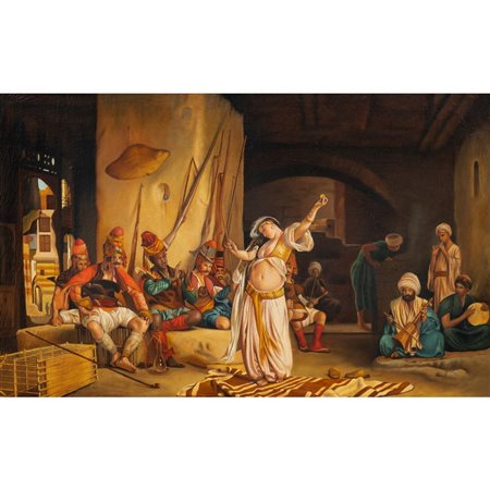 PITTORE DEL XX SECOLO, Scena orientale, Olio su tela
