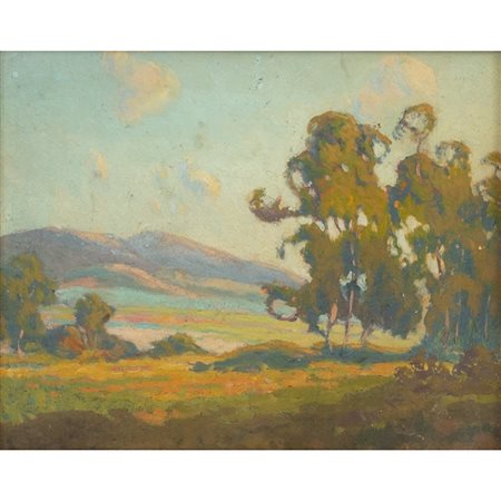 PITTORE DEL XX SECOLO, Paesaggio, Olio su cartone