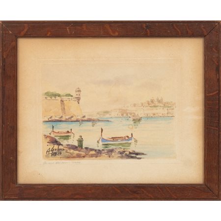 PITTORE MALTESE DEI PRIMI DEL '900, Acquarello su carta