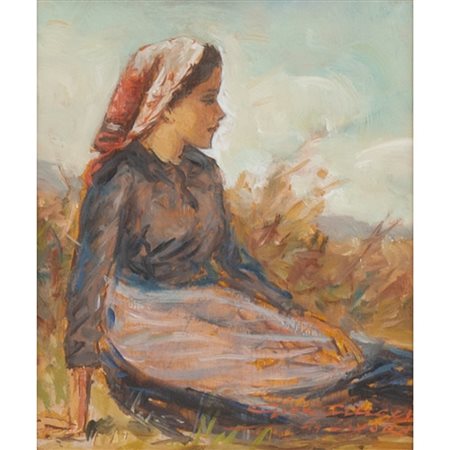 ANGELO GIOVANNI CIUCCI, Contadinella, Olio su tavola