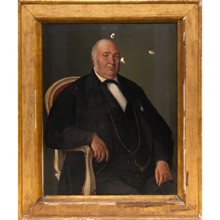 SCUOLA SICILIANA DEL XIX SECOLO, Antenato, Olio su tela