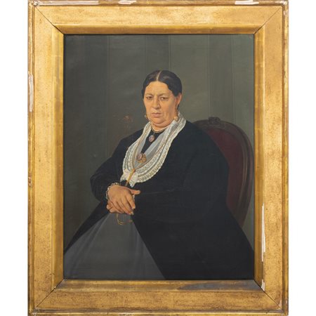 SCUOLA SICILIANA DEL XIX SECOLO, Antenata, Olio su tela