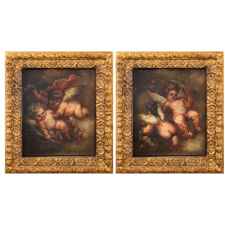 ANONIMO DEL XX SECOLO, Coppia di oli su tela