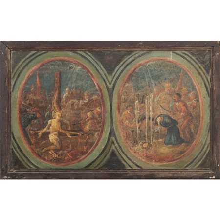 SCUOLA SICILIANA DEL XVIII SECOLO, Martiri, Olio su tavola