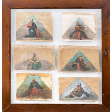 SCUOLA SICILIANA FINE XVIII SECOLO, Sei oli su tela entro teca