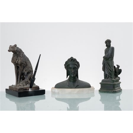 MANIFATTURA ITALIANA PRIMI DEL '900, Tre sculture e portapenne