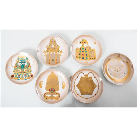 MAN. ITALIANA SECONDA METÀ XX SECOLO, Collezione di sei piatti