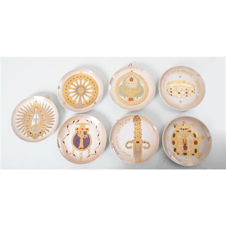 MAN. ITALIANA SECONDA METÀ XX SECOLO, Collezione di 7 piatti