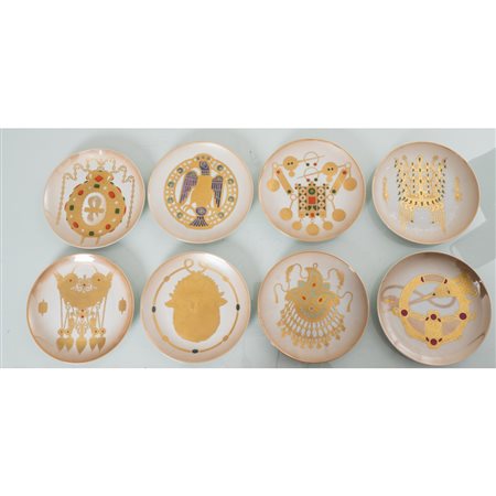 MAN. ITALIANA SECONDA METÀ XX SECOLO, Collezione di 8 piatti