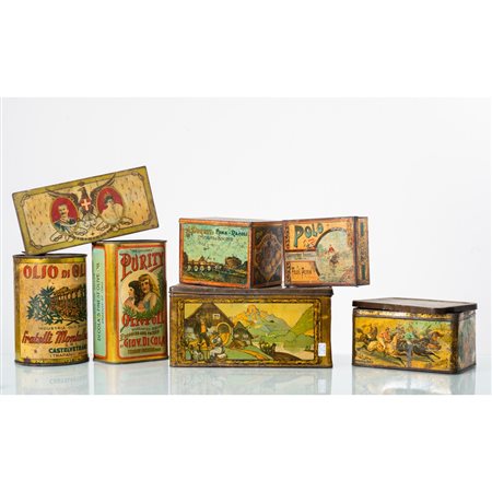 MANIFATTURA ITALIANA DEL XX SECOLO, Sette scatole in latta