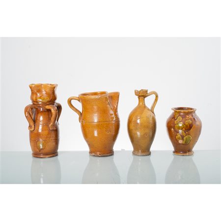 MAN. SICILIANA FINE XIX SEC., Oliera, brocca, versatoio e vaso