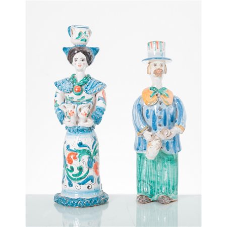 MANIFATTURA SICILIANA SECONDA METÀ XX SEC., Coppia di lucerne