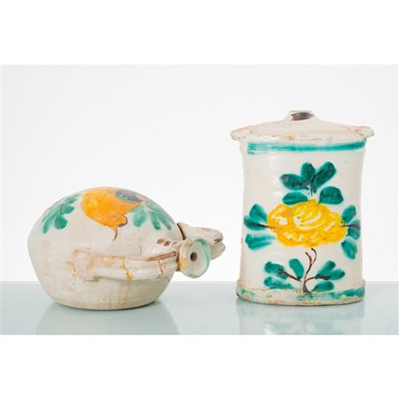 MANIFATTURA SICILIANA DEL XIX SECOLO, Fiasca e barattolo