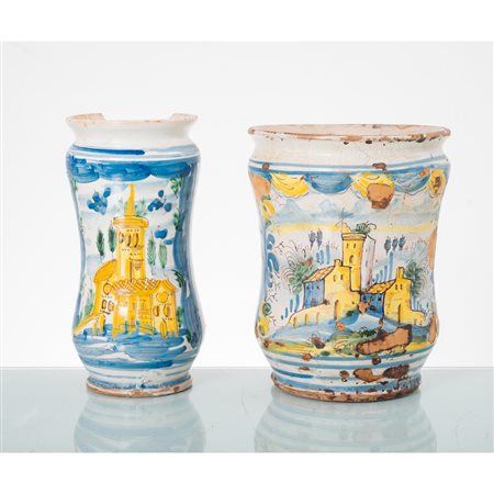 MANIFATTURA DI CERRETO FINE XVIII SECOLO, Cilindro e albarello