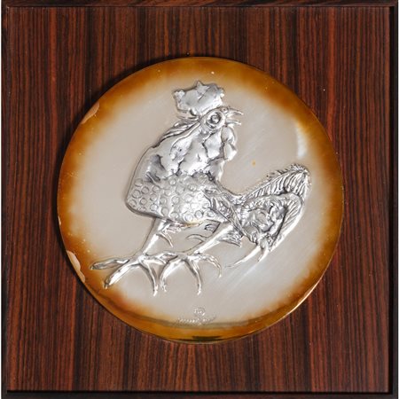 LUCIANO MINGUZZI, Placca in metallo argentato