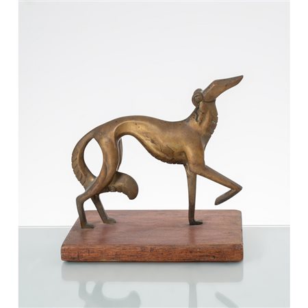 SCULTORE DEL XX SECOLO, Levriero, Scultura in bronzo