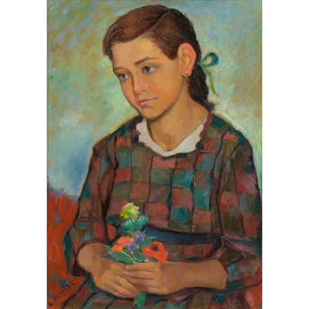 ANTONIO ACHILLI, Ritratto di ragazza, Olio su tavola