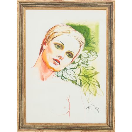 DANTE RICCI, Figura femminile, Tecnica mista su carta