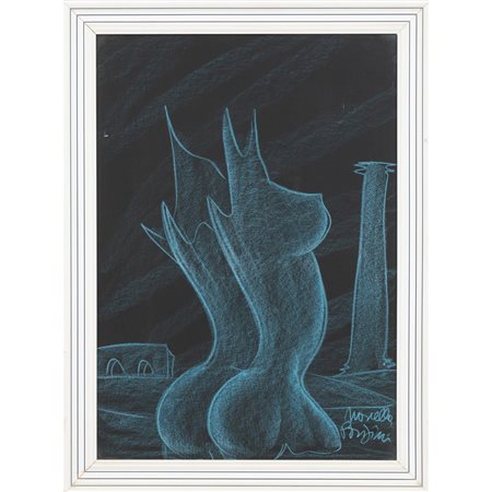 NOVELLA PARIGINI, Figura, Pastello su cartoncino nero