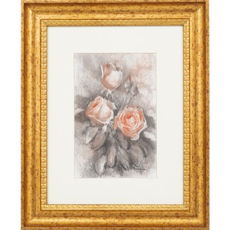 ALDO PARMIGIANI, Rose, Tecnica mista su carta