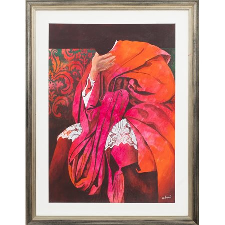 MARIO BARDI, Cardinale, Tempera su carta