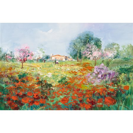 PITTORE DEL XX SECOLO, Paesaggio, Olio su tela