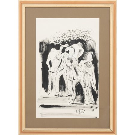 ANTONIO BERTE', Folla, Tecnica mista su carta