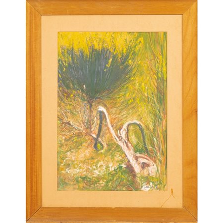 GIANCARLO CAZZANIGA, Ginestre, Tecnica mista su carta