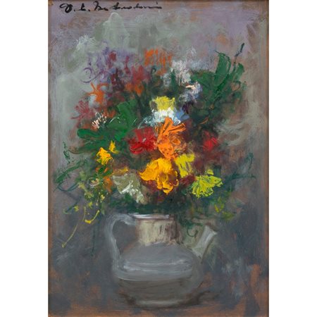 OSMAN LORENZO DE SCOLARI, Vaso con fiori, Olio su masonite