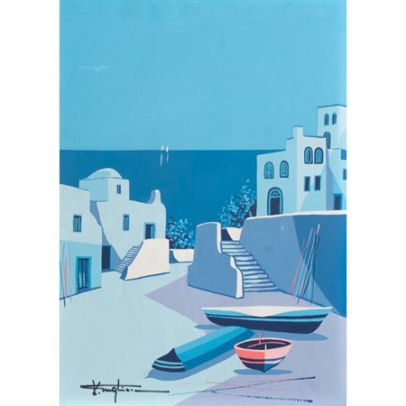 VINCENZO PUGLIESE, Case mediterranee, Olio su tela